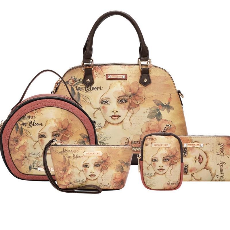 Nicole 5-Piece Woman Handbag Set with Matching Wallet